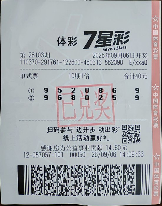 股票配资服务中心 男子多期票中7星彩500万：系自选号打10期中得-票